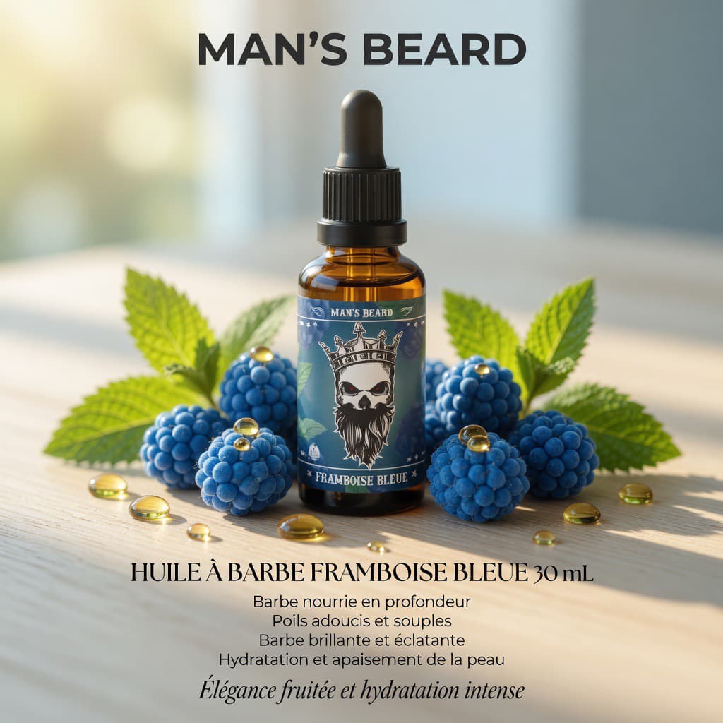 Huile à Barbe Framboise Bleue